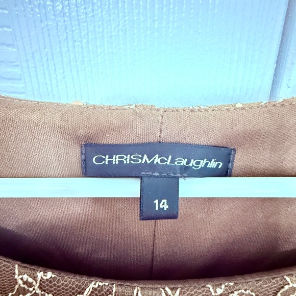 ✨ Chris McLaughlin Bronze Lace Fit & Flare Dress – Size 14 - Picture 2 of 3